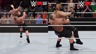 WWE 2K16 Gameplay comparison vs WWE 2K15: Brock Lesnar Signature & Finisher!