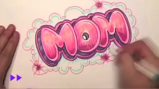 How to Draw Graffiti Letters - Write Mom in Bubble Letters - MAT