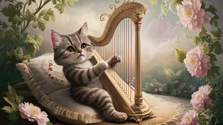 Relaxing and soothing cat chill #harp music 【Healing, Relaxing, Sleeping, Stress relieving】