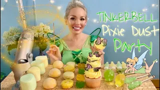 ASMR DISNEY PRINCESS TINKERBELL PIXIE DUST PARTY GREEN AND YELLOW THEME MUKBANG