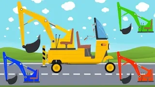 Rickshaw Mini Excavator Tuk Tuk | Learn Colors, sounds and name of Street Vehicles for Teens