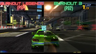 Burnout 3 (PS2) vs Burnout Legends (PSP) Comparison (Gameplay, Crash Mode and Maps Textures)