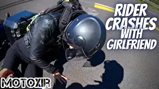 RIDER CRASHES WITH GIRLFRIEND/CRAZY BIKERS