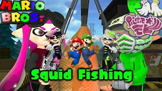 the mario bros and squid sisters react to squid fishing (fan made cartoon)