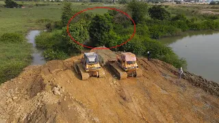 The Best Land Filling on New Reclamation Construction Expertise  KOMATSU Bulldozer Pushing Soil