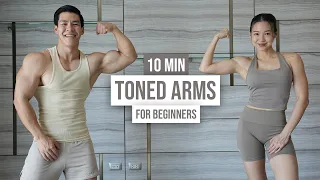 10 MIN TONED ARMS WORKOUT WITH WEIGHTS VS NO WEIGHTS I beginner friendly, with cool down