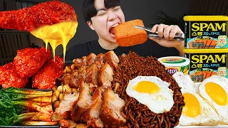 ASMR MUKBANG 직접 만든 양념 치킨먹방! 짜파게티 통수육 김치 레시피 & 먹방 FRIED CHICKEN AND BLACK BEAN NOODLES EATING SOUND!