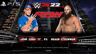 WWE 2K22 (PS5) - JOHN CENA vs BRAUN STROWMAN GAMEPLAY | RAW, SEPTEMBER 11, 2017 (1080P 60FPS)