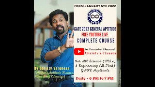 Lecture #01 | General Aptitude - Overview | GATE GA Course by Christy Varghese |