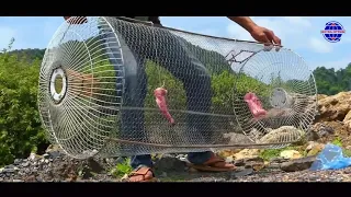 Underwater Fishing Trap | Using Electric Fan Guard With Net | Catch Catfishes Under Water