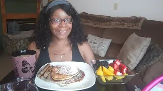 Pancakes, sausage and Homemade Strawberry Syrup Mukbang/ Eating Show!