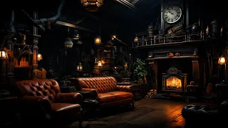 Crackling Fireplace & Rainstorm Sounds To Enhance Focus | Ultimate Cozy Reading Room Retreat | ASMR