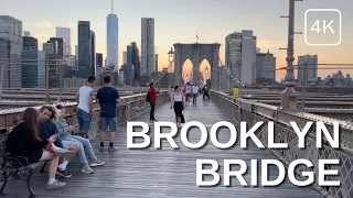 NEW YORK CITY Walking Tour [4K] - BROOKLYN BRIDGE Sunset