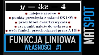 Funkcja liniowa - własności część 1