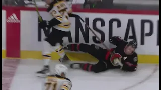 Charlie McAvoy hammered Connor Brown with a solid hit