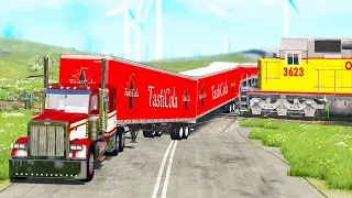 Giant Long Road Trains crashes #9 - Beamng drive