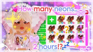 ༘⋆ ✰ How many NEONS can I make in 2 HOURS✨ | Speed grinding 💓 | Adopt me✭ | 🍧 ItsSahara♡ ༘*.ﾟ