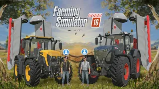 JCB vs Case Tractor with Mowers in Fs16 | Fs16 Multiplayer | Timelapse |