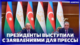 Президенты Азербайджана и Таджикистана выступили с заявлениями для прессы