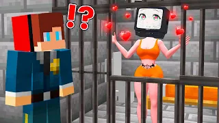 JJ Find TV WOMAN in JAIL! JJ Tru to SAVE TV GIRL in VILLAGE POLICE PRISON Minecraft! - Maizen