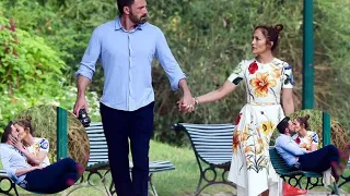 Jennifer Lopez and Affleck can't stop kissing and hugging on park bench.