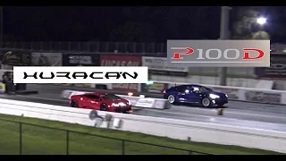 Tesla Model S P100D Ludicrous Drag Race vs Lamborghini