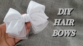 Очень  ЛЕГКИЙ БАНТ в школу✨️✨️✨️DIY HAIR BOWS 💕💕💕