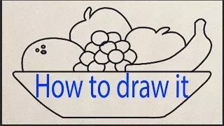 How to draw fruits bowl easily