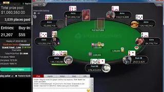 PokerStars Stadium Series Freezeout Grand Final Low $55 NLHE 8Max $1M Gtd Aug 02 2020 Cheessseburger