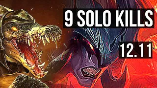 RENEKTON vs AATROX (TOP) | 9 solo kills, 1400+ games, 9/1/0, Legendary | NA Master | 12.11