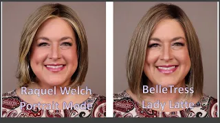 SISTER STYLES? Straight Bobs similar colors | Raquel Welch Portrait Mode and Belle Tress Lady Latte