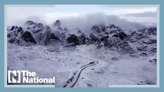 Gorgeous snowfall in Saudi Arabia blankets mountains in white