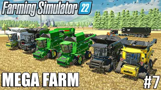 Big HARVESTING OPERATION Across THE MAP - DAY 1 | MEGA FARM Challenge | Farming Simulator 22