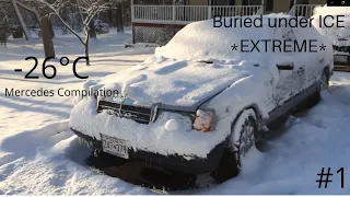 Full Mercedes extreme diesel cold start compilation (-26*C and more) older vehicles #1