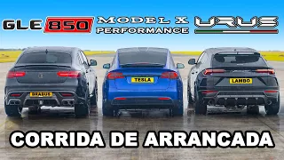 Lamborghini Urus vs Brabus 850 vs Model X Performance: CORRIDA DE ARRANCADA