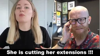 She is cutting her extensions (BAD IDEA) - Hair Buddha reaction video #hair #beauty