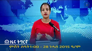 ዜና ትግርኛ ምሸት ሰዓት1፡00 - 28 ነሓሰ 2015 ዓ/ም  |  Watch Live Streaming |