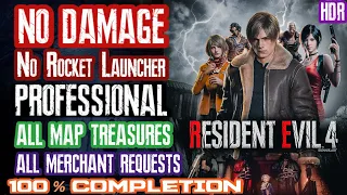 Resident Evil 4 Remake No Damage Professional No Rocket Launcher All Treasures All Requests 100% HDR