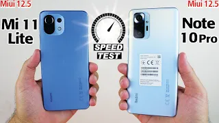 Xiaomi Mi 11 Lite vs Redmi Note 10 Pro - Speed Test, PUBG Test, Video Editing Test | Miui 12.5