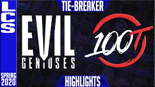 EG vs 100 Highlights | LCS Spring 2020 TIE-BREAKER | Evil Geniuses vs 100 Thieves