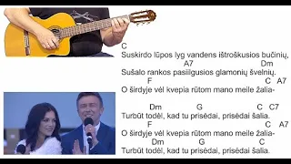 Prisedai šalia - Irūna ir Marius Jampolskis - AKORDAI -RITMAS 🎸 Mokomės groti gitara!