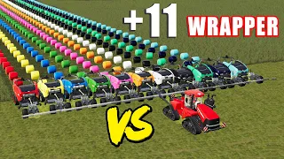 LAND OF COLORS! MULTI WRAPPER vs POWERFUL TRACTOR! +11 COLORS! 11in1 MACHINE!  Farming Simulator 19