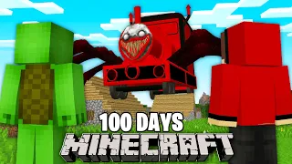 JJ and Mikey 100 DAYS Survival Choo Choo Charles in Minecraft Challenge (Maizen Mizen Mazien) Parody