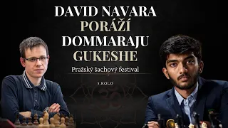 David Navara černými poráží Gukeshe !!! Pražský šachový festival 5.kolo