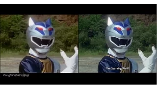 Power Rangers Wild Force Silver Wolf Ranger First Appearance Split Screen (PR and Sentai version)