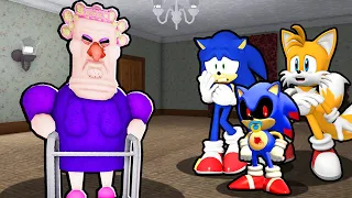 SONIC, BABY SONIC.EXE AND BABY TALES VS ESCAPE GRUMPY GRAN IN ROBLOX