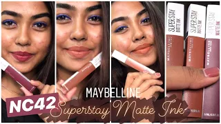 MAYBELLINE SUPERSTAY MATTE INK LIPSTICKS ON DUSKY SKIN | SWATCHES AND REVIEW | NUDE LIPSTICKS