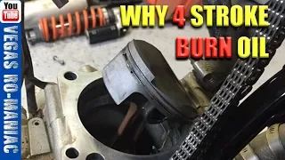 🤨 Why a 4 Stroke motor BURNS OIL when WORN out motorcycle or car