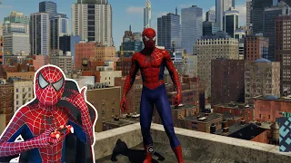 Spider Man Tobey Maguire Playing Spiderman PS4 using Spiderman Sam Raimi Suit! Freeroam gameplay!