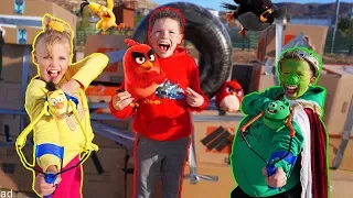 Angry Birds IN REAL LIFE!! Box Fort Battle!